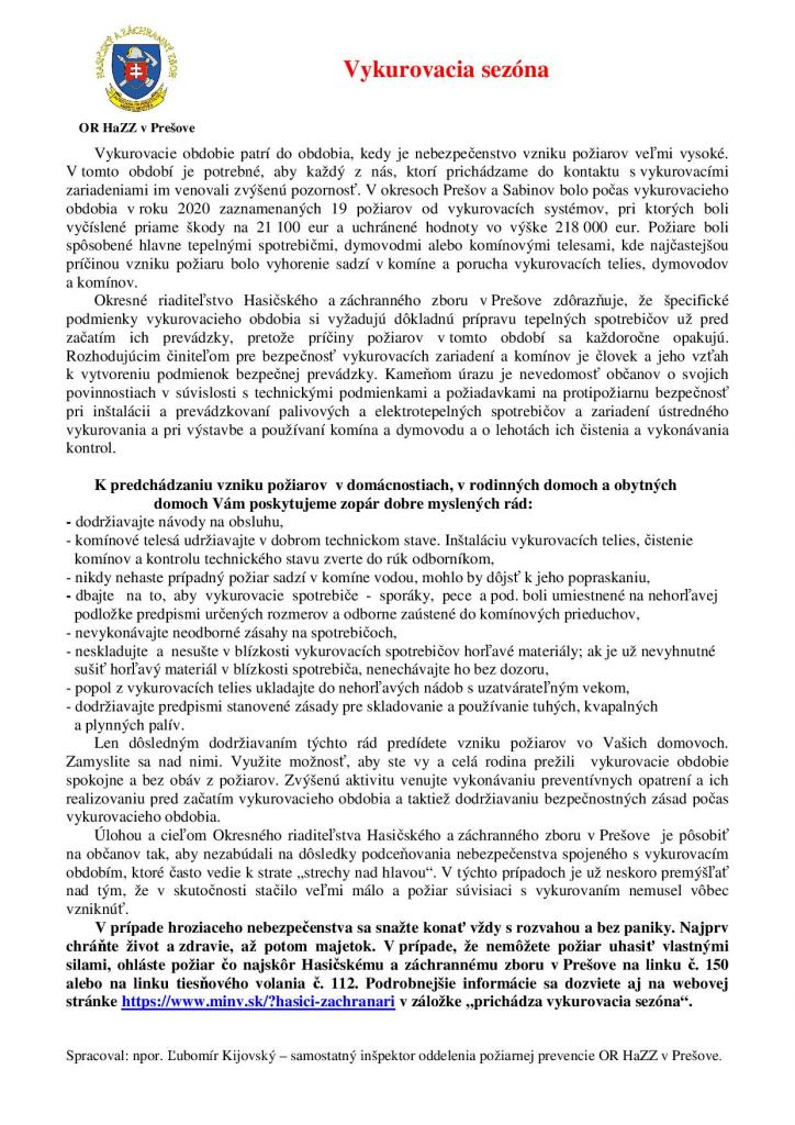 vykurovacia sezóna 