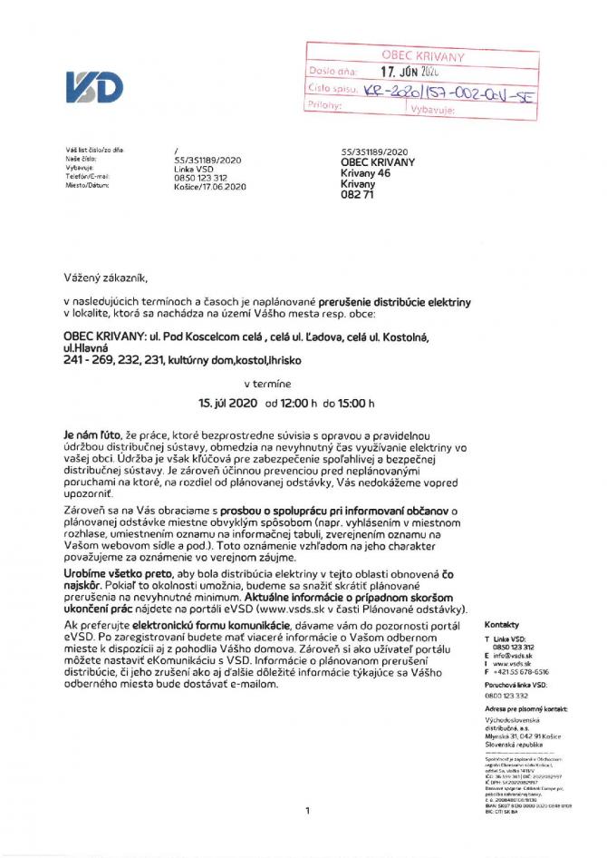 prerusenie elektriny