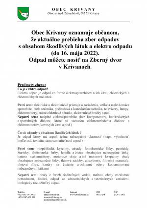 Oznam o zbere nebezpečného odpadu