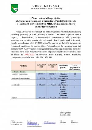 Informácie ohľadom prijímania pracovníkov 